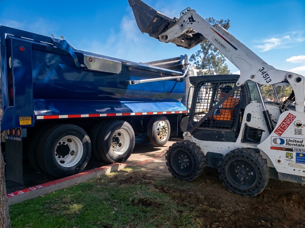 Bobcat and dump-truck hauling